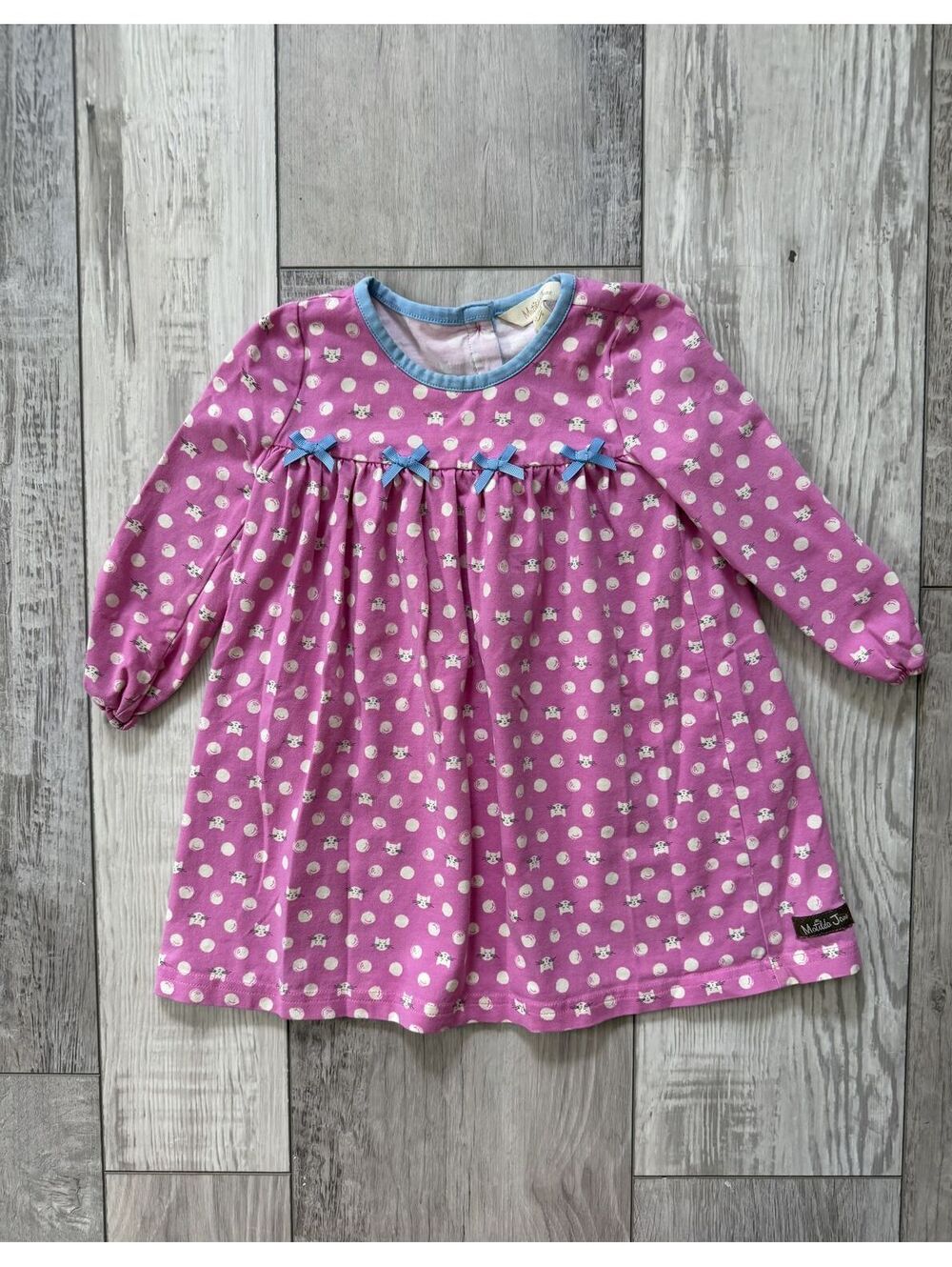 Matilda Jane Joyful Kitty Cottagecocre Cotton Pink Polka Dot Dress 18-24 months